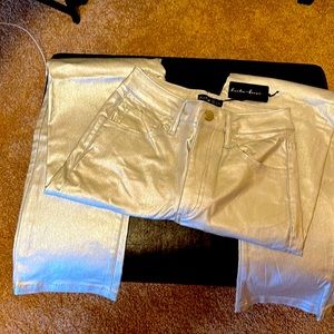 Silver Metallic 5 pocket vegan leather pants